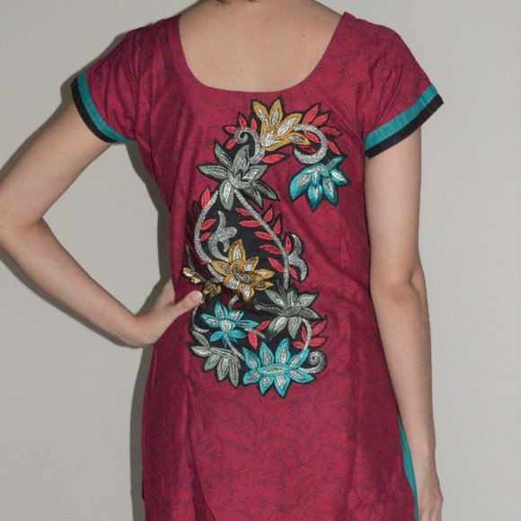 **** EMBROIDERED BROWN SALWAR KAMEEZ NEW S**** - Picture 2 of 6